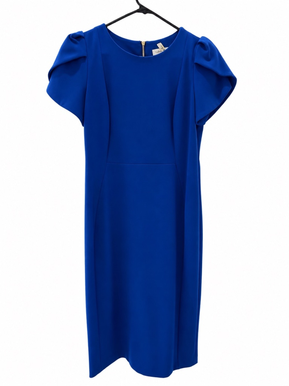 Calvin Klein Cobalt Blue Puff Sleeve Midi Dress